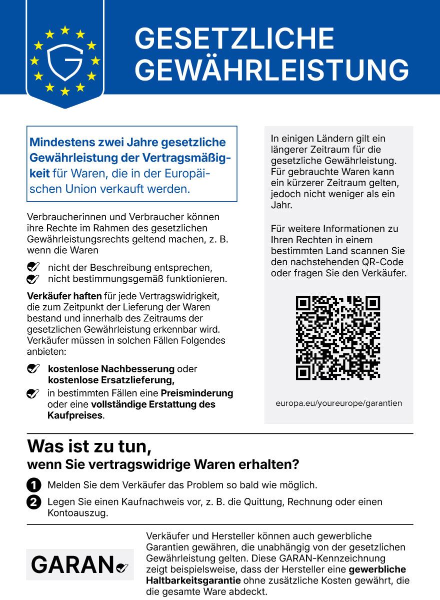Informationen Gewährleistung Informationen Gewährleistung